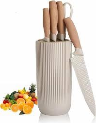 Downtown Kitchen Knife and Scissors Set with Holder, Stainless Steel Cooking Knife Kit, Practical Cutting Tools for Meal Prep and Kitchen Storage
