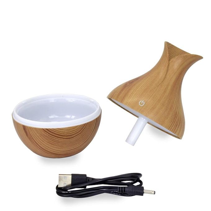 Downtown Wooden Electric Air Freshener Humidifier Diffuser, Light Wood Aroma Diffuser with Mist Function, Compact Room Fragrance Device for Home Office and Bedroom