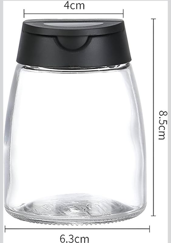 Downtown 4-Piece Glass Spice Jar Set, Kitchen Storage Bottles with Black Lids, Seasoning Container Organizer