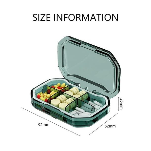 DOWNTOWN Portable Pill Organizer Box – Compact Travel Medicine Case with 6 Compartments, BPA-Free Daily Vitamin & Tablet Storage Container