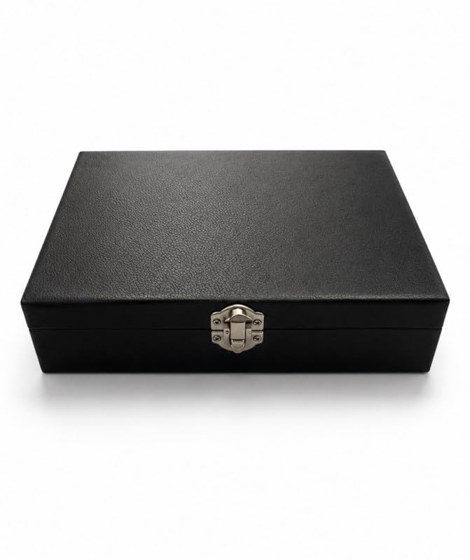 Downtown Luxury Jewelry Organizer Box, Black Storage Case with Necklace Holder Ring Tray Earring Compartments and Secure Clasp Closure