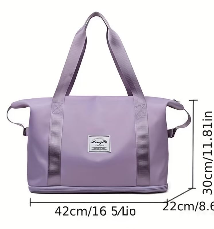 Downtown Purple Foldable Travel Duffel Bag, Large Capacity Weekend Tote, Lightweight Carry Bag for Luggage, Gym, Trips and Daily Travel Use