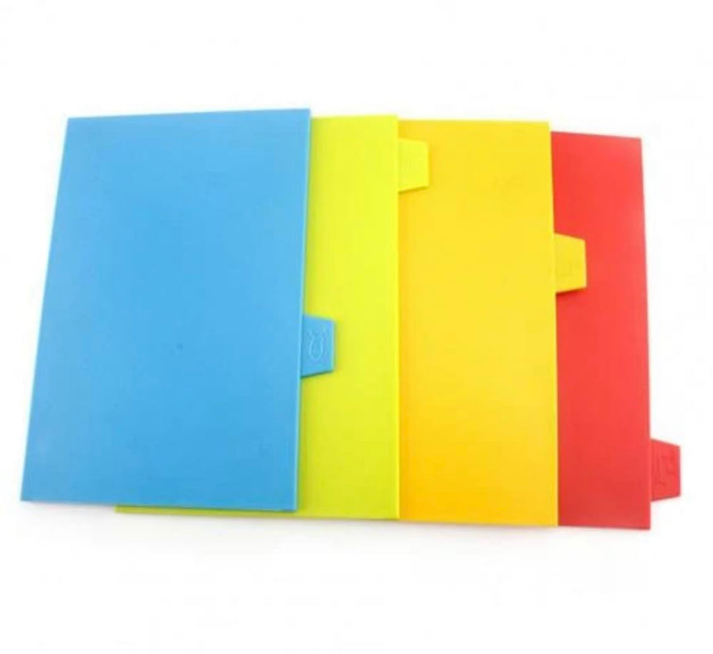 Downtown Set 4 Cutting Boards PP, each has logo poultry, meat, fish and vegetables storage rack (multicoloured)