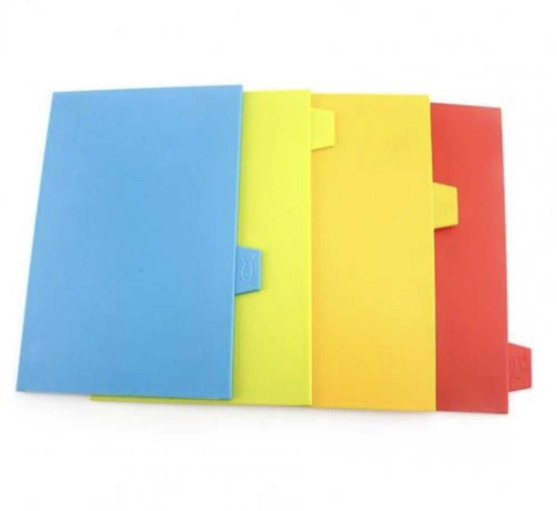 Downtown Set 4 Cutting Boards PP, each has logo poultry, meat, fish and vegetables storage rack (multicoloured)