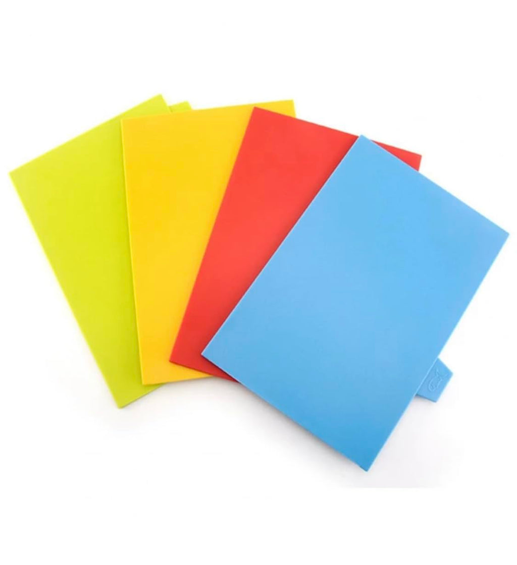 Downtown Set 4 Cutting Boards PP, each has logo poultry, meat, fish and vegetables storage rack (multicoloured)