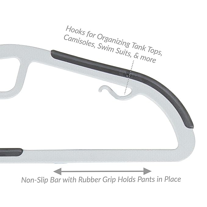 Downtown 10-Piece Non-Slip Clothes Hangers Set, Slim Space Saving Wardrobe Hangers with 360 Degree Swivel Hooks