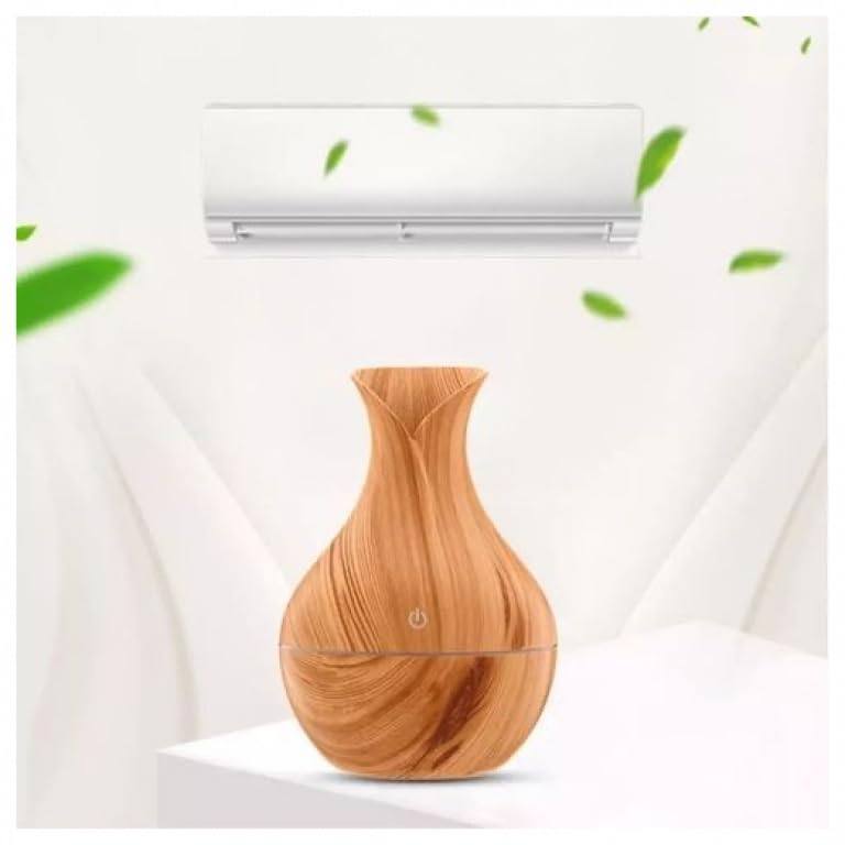 Downtown Wooden Electric Air Freshener Humidifier Diffuser, Light Wood Aroma Diffuser with Mist Function, Compact Room Fragrance Device for Home Office and Bedroom