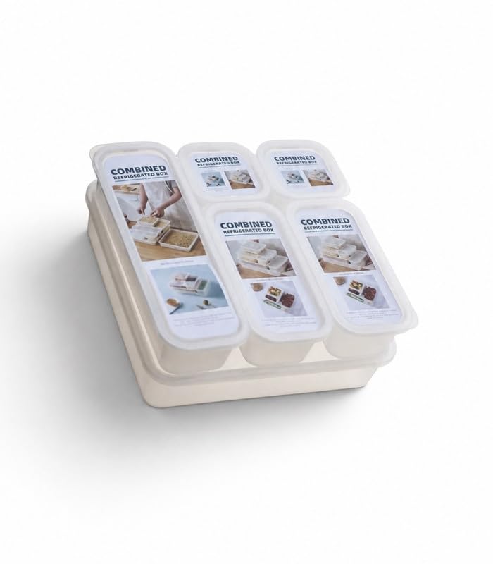 Downtown 6-Piece Airtight Food Storage Containers Set, Stackable Fridge Organizer Boxes for Kitchen Pantry Storage, Clear
