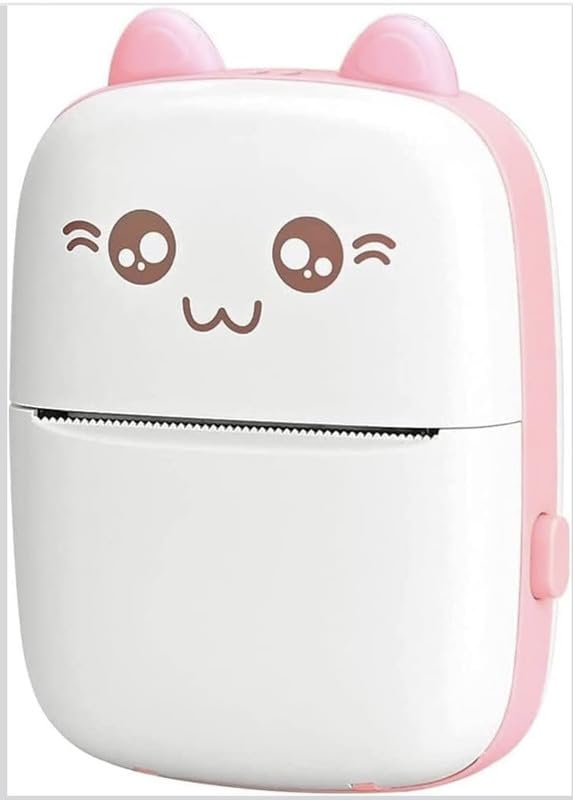 DOWNTOWN Cute Mini Thermal Printer – Inkless Bluetooth, Portable Black & White Printer for Notes, Stickers & Learning Fun (Pink)