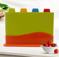 Downtown Set 4 Cutting Boards PP, each has logo poultry, meat, fish and vegetables storage rack (multicoloured)
