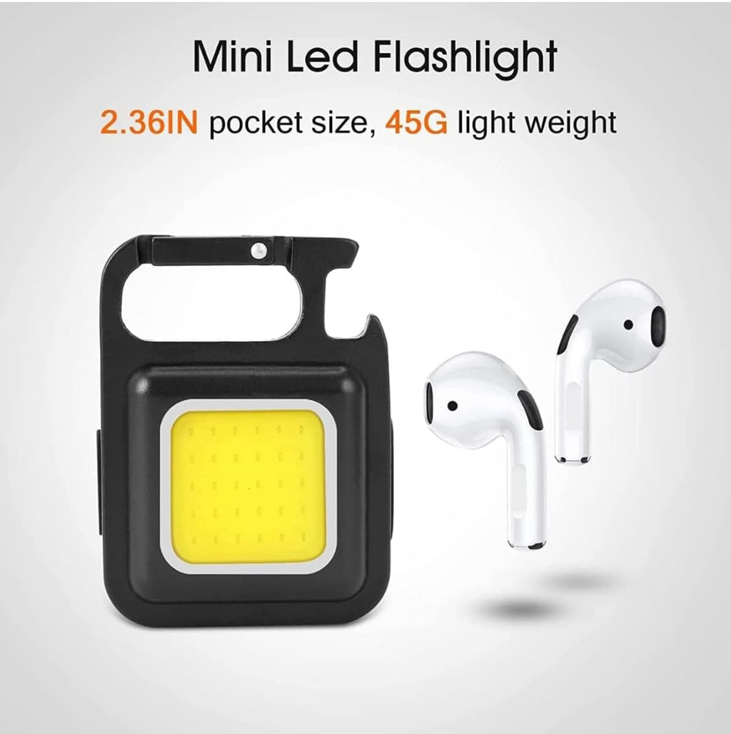 Downtown 800 Lumens Mini Portable Pocket LED Flashlight, Keychain Light with Rechargeable Magnet Base, Multi-Function Small Torch with Built-in Opener and Stand for Emergency Lighting