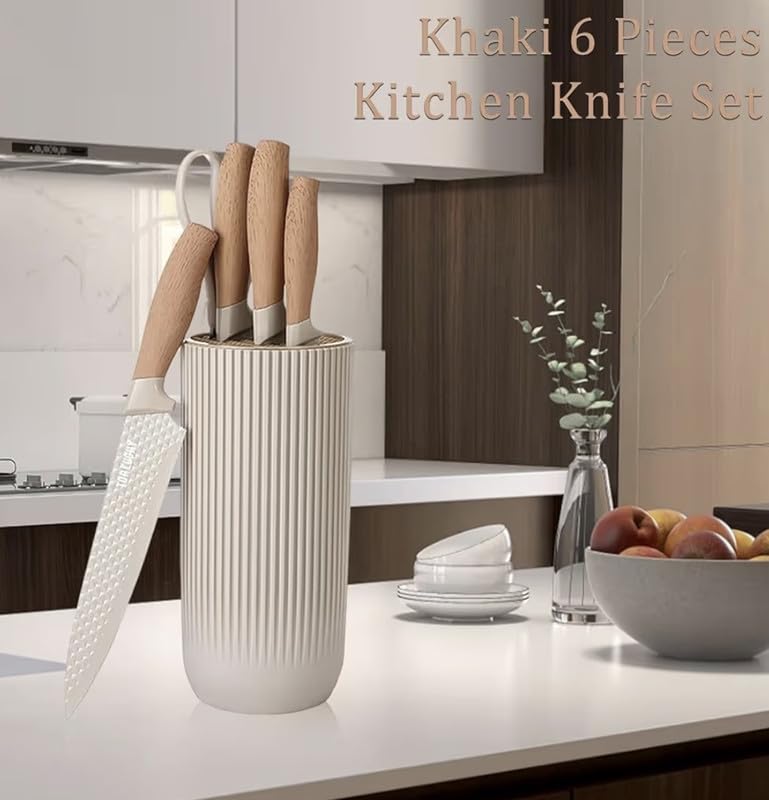Downtown Kitchen Knife and Scissors Set with Holder, Stainless Steel Cooking Knife Kit, Practical Cutting Tools for Meal Prep and Kitchen Storage