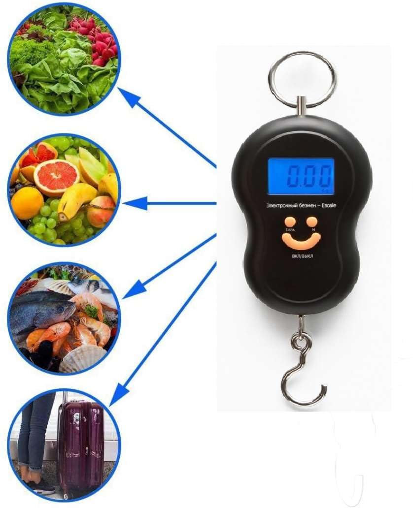 Downtown Digital Hanging Scale, Portable Electronic Luggage and Kitchen Scale with LCD Display, Heavy Duty Hook Weighing Scale for Travel Fishing Home and Market Use