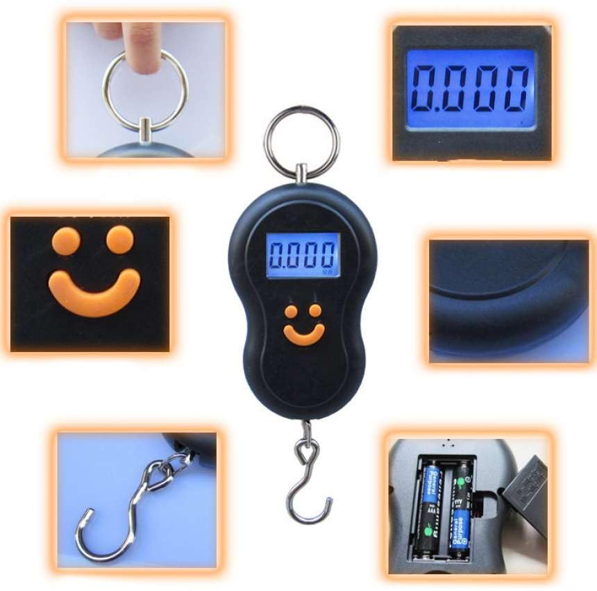 Downtown Digital Hanging Scale, Portable Electronic Luggage and Kitchen Scale with LCD Display, Heavy Duty Hook Weighing Scale for Travel Fishing Home and Market Use