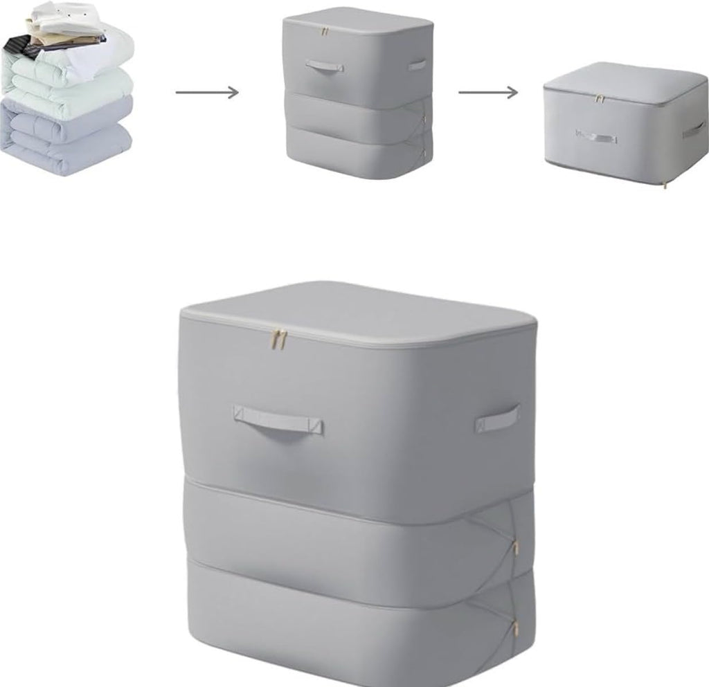 Downtown Compression Storage Organizer Box with Zipper Foldable Clothes Storage Bag for Wardrobe Bedding Blanket Organizer