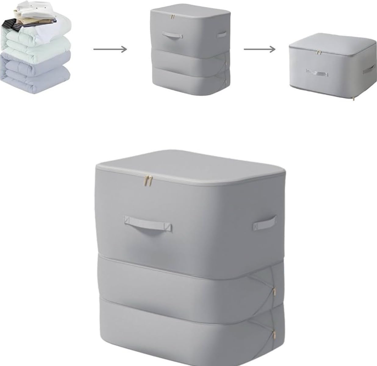 Downtown Compression Storage Organizer Box with Zipper Foldable Clothes Storage Bag for Wardrobe Bedding Blanket Organizer