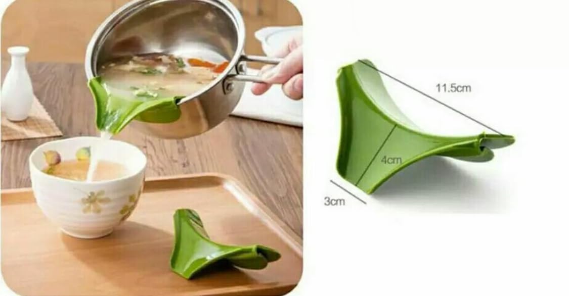 Downtown Anti-Spill Silicone Slip-On Soup Pour Spout Funnel, Flexible Pot Pan Bowl and Jar Pouring Attachment, Kitchen Liquid Transfer Tool for Soup Sauce and Oil Use