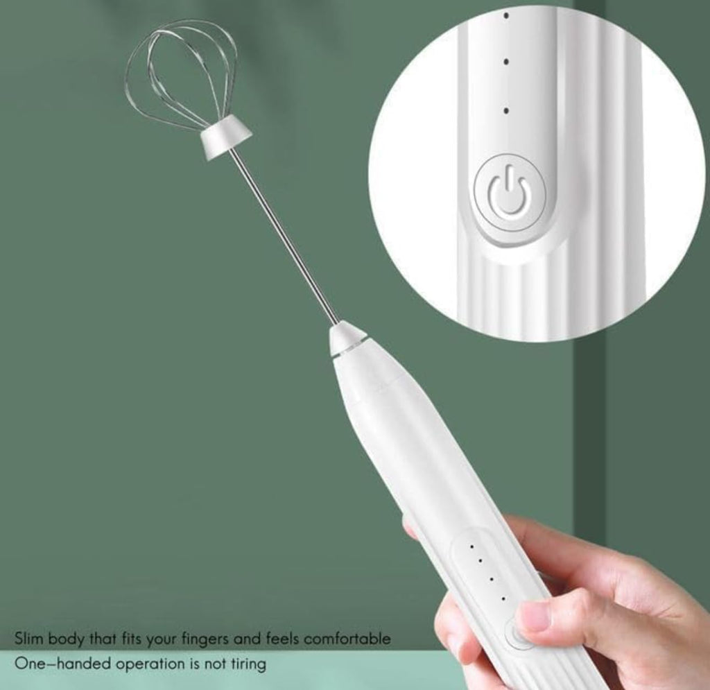 Downtown Mini Handheld Milk Frother for Latte and Coffee, Portable Foamer for Hot Chocolate, Battery Operated Stainless Steel Whisk for Rapid Drink Mixing and Creamy Foam Production
