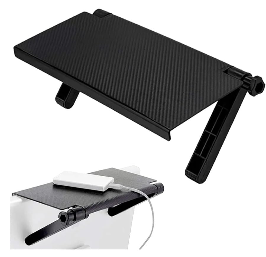 Downtown Adjustable TV Top Shelf Mount, 33 x 16 cm Screen Storage Stand with Non-Slip Grips, Black