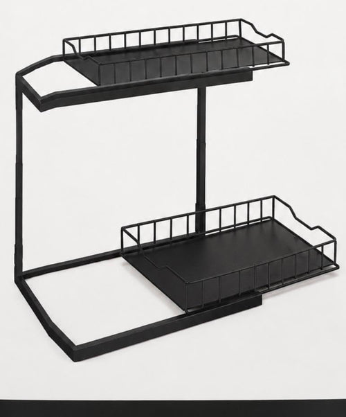 Downtown 2 Tier Under Sink Organizer Rack, Storage Shelf for Bathroom Kitchen Cabinet Cleaning Supplies Toiletries and Household Items