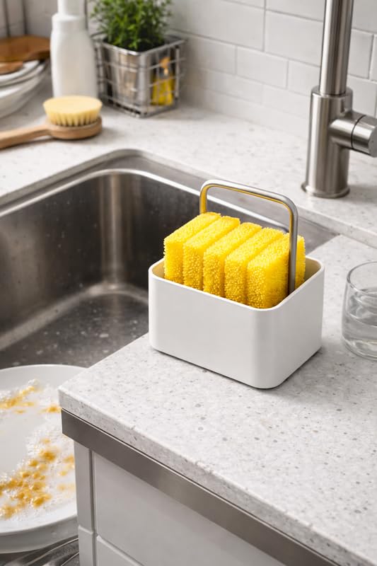 DOWNTOWN Cleaning Sponge Set – 4PCS Heavy-Duty Scouring Sponges for Kitchen Dishes, Sink & Cookware, Durable Multi-Purpose Cleaning Blocks