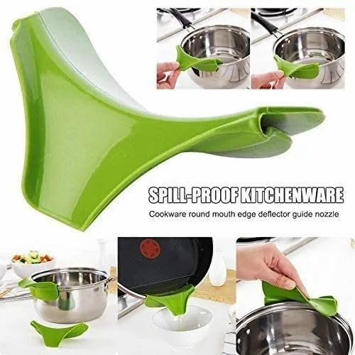Downtown Anti-Spill Silicone Slip-On Soup Pour Spout Funnel, Flexible Pot Pan Bowl and Jar Pouring Attachment, Kitchen Liquid Transfer Tool for Soup Sauce and Oil Use