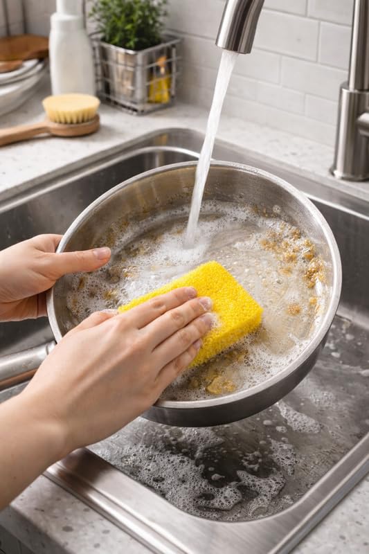 DOWNTOWN Cleaning Sponge Set – 4PCS Heavy-Duty Scouring Sponges for Kitchen Dishes, Sink & Cookware, Durable Multi-Purpose Cleaning Blocks