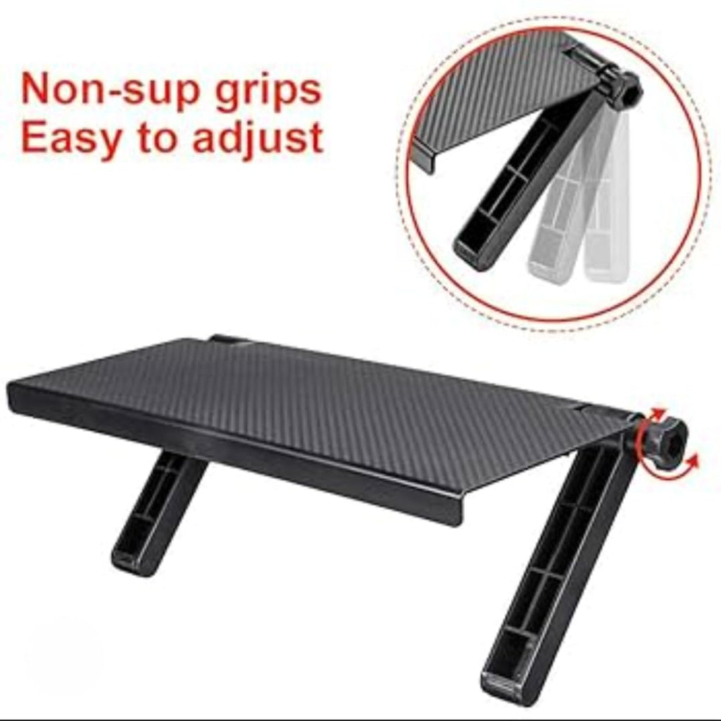 Downtown Adjustable TV Top Shelf Mount, 33 x 16 cm Screen Storage Stand with Non-Slip Grips, Black