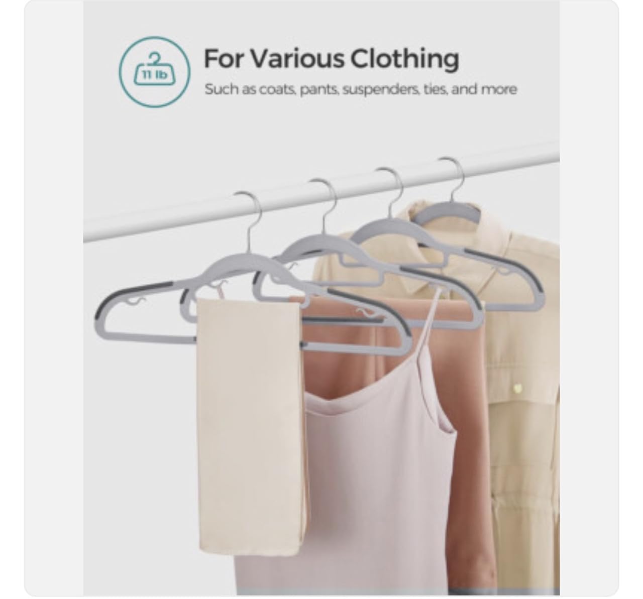 Downtown 10-Piece Non-Slip Clothes Hangers Set, Slim Space Saving Wardrobe Hangers with 360 Degree Swivel Hooks