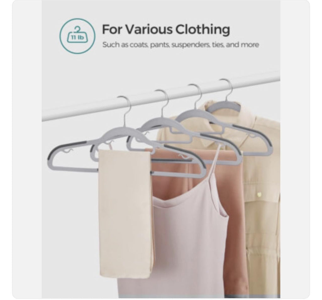 Downtown 10-Piece Non-Slip Clothes Hangers Set, Slim Space Saving Wardrobe Hangers with 360 Degree Swivel Hooks