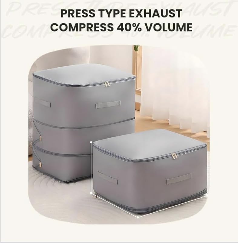 Downtown Compression Storage Organizer Box with Zipper Foldable Clothes Storage Bag for Wardrobe Bedding Blanket Organizer