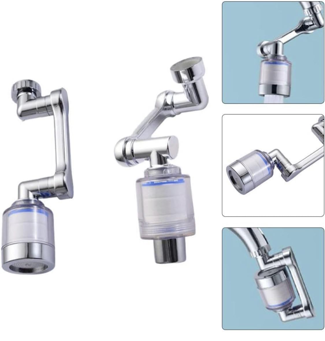 Downtown Faucet Extender with Splash Head and Filter, 360 Degree Rotating Tap Extension, Washable or Replaceable Filter for Kitchen Bathroom Sink and Daily Use