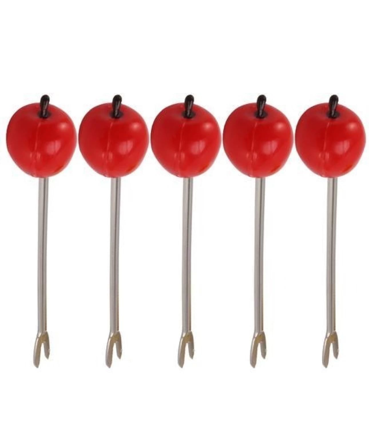 Downtown Mini Fruit Fork Set with Apple Design, 6 Piece Small Fruit Forks with Decorative Red Holder Stand for Fruits Salad Cheese Snacks and Dessert Serving