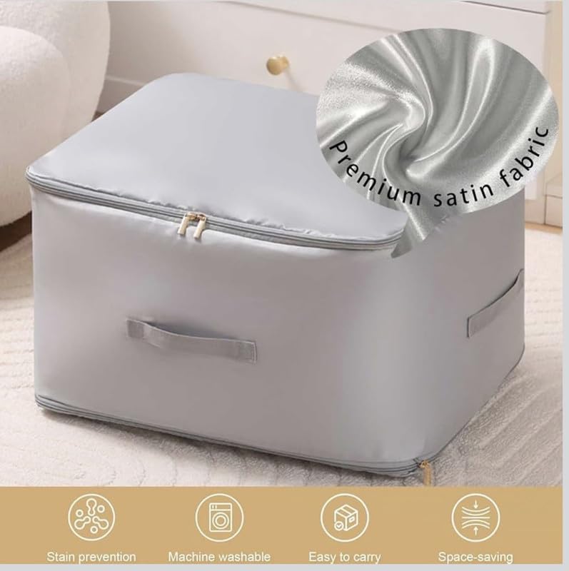 Downtown Compression Storage Organizer Box with Zipper Foldable Clothes Storage Bag for Wardrobe Bedding Blanket Organizer