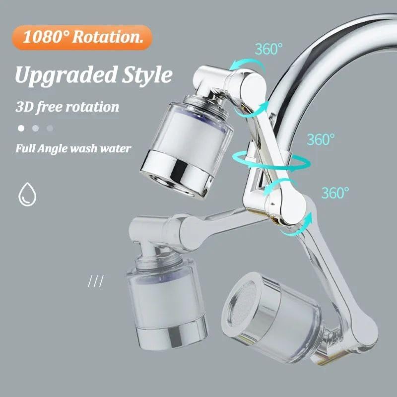 Downtown Faucet Extender with Splash Head and Filter, 360 Degree Rotating Tap Extension, Washable or Replaceable Filter for Kitchen Bathroom Sink and Daily Use