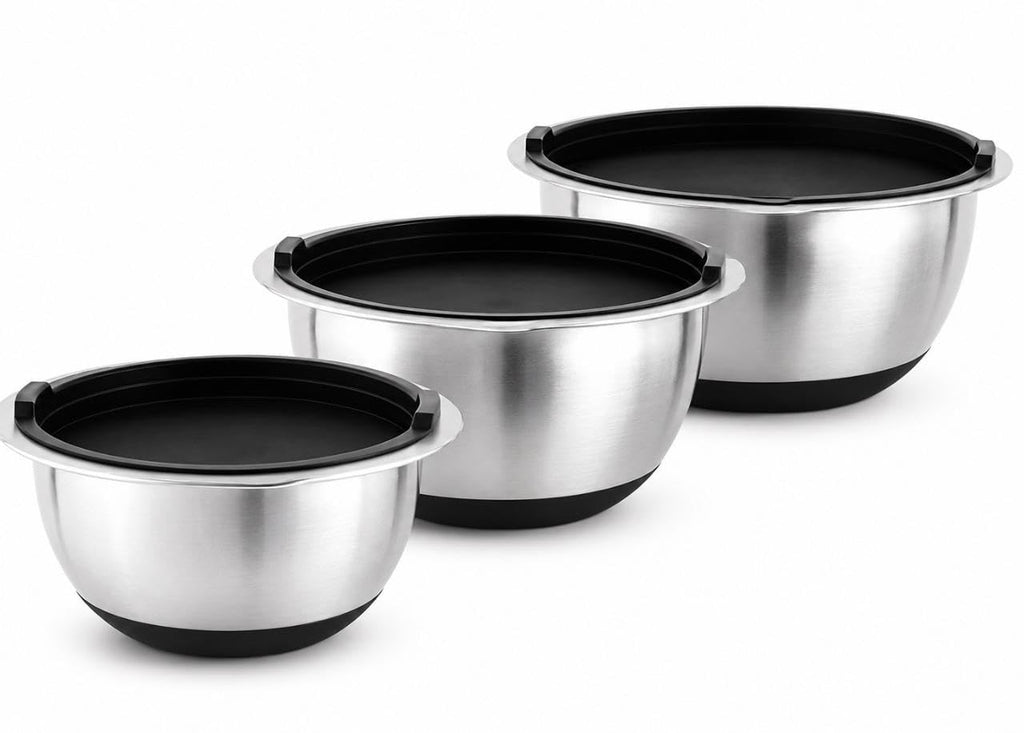 Downtown Stainless Steel Mixing Bowl Set with Airtight Lids, Kitchen Prep Bowls for Mixing Serving Storing Baking Cooking and Salads