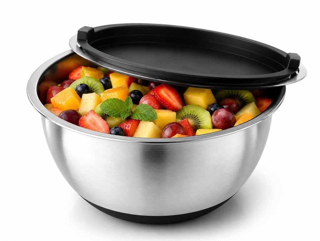 Downtown Stainless Steel Mixing Bowl Set with Airtight Lids, Kitchen Prep Bowls for Mixing Serving Storing Baking Cooking and Salads