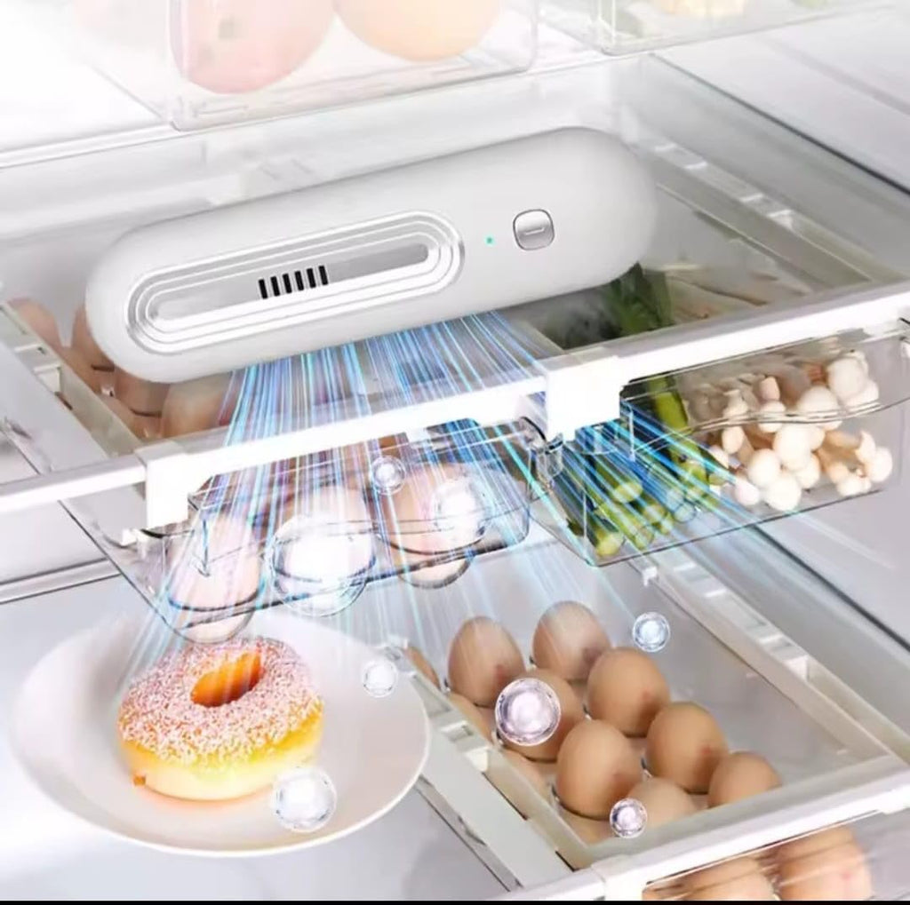 Downtown USB Refrigerator Deodorizer, White Electronic Air Purification Device, Silent Fridge Odor Eliminator with 10-Minute Working Cycles for Refrigerator and Freezer Use
