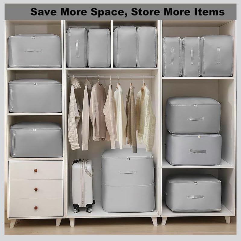 Downtown Compression Storage Organizer Box with Zipper Foldable Clothes Storage Bag for Wardrobe Bedding Blanket Organizer