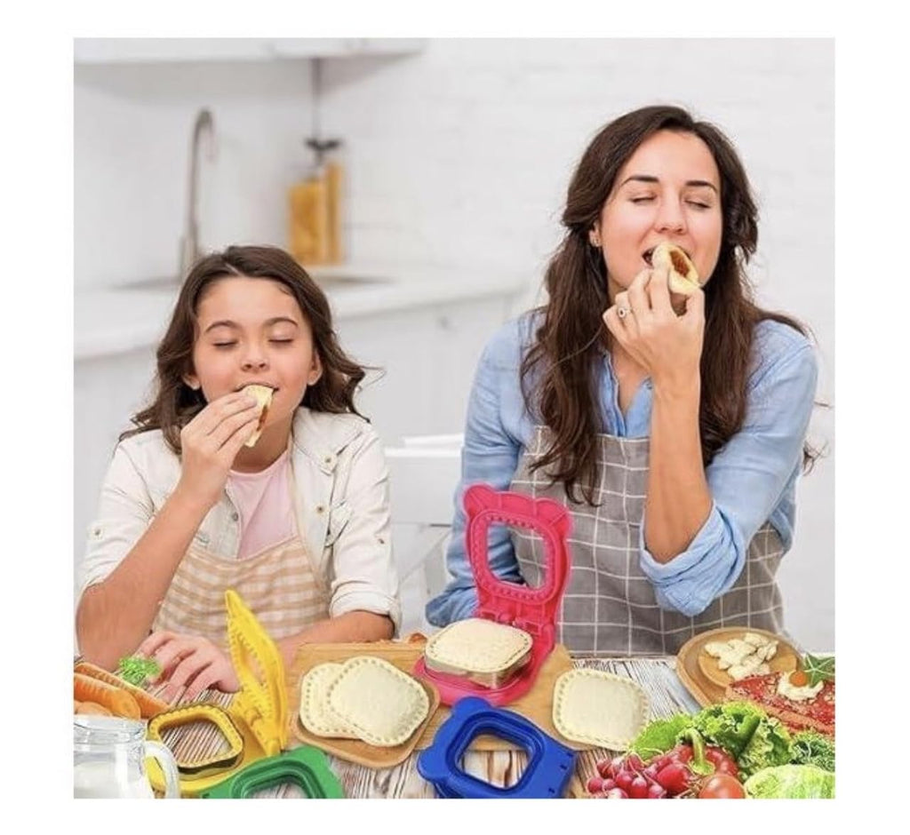 Downtown House Shape Sandwich Cutter and Sealer, Foldable Bread Press Mold, DIY Uncrustable Sandwich Maker for Kids Lunch Crust Removal and Edge Sealing, Yellow
