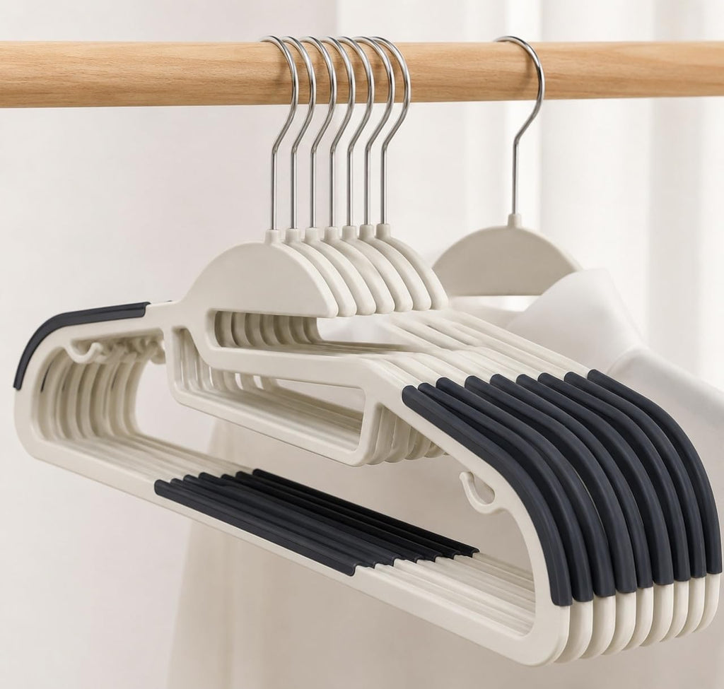 Downtown 10-Piece Non-Slip Clothes Hangers Set, Slim Space Saving Wardrobe Hangers with 360 Degree Swivel Hooks