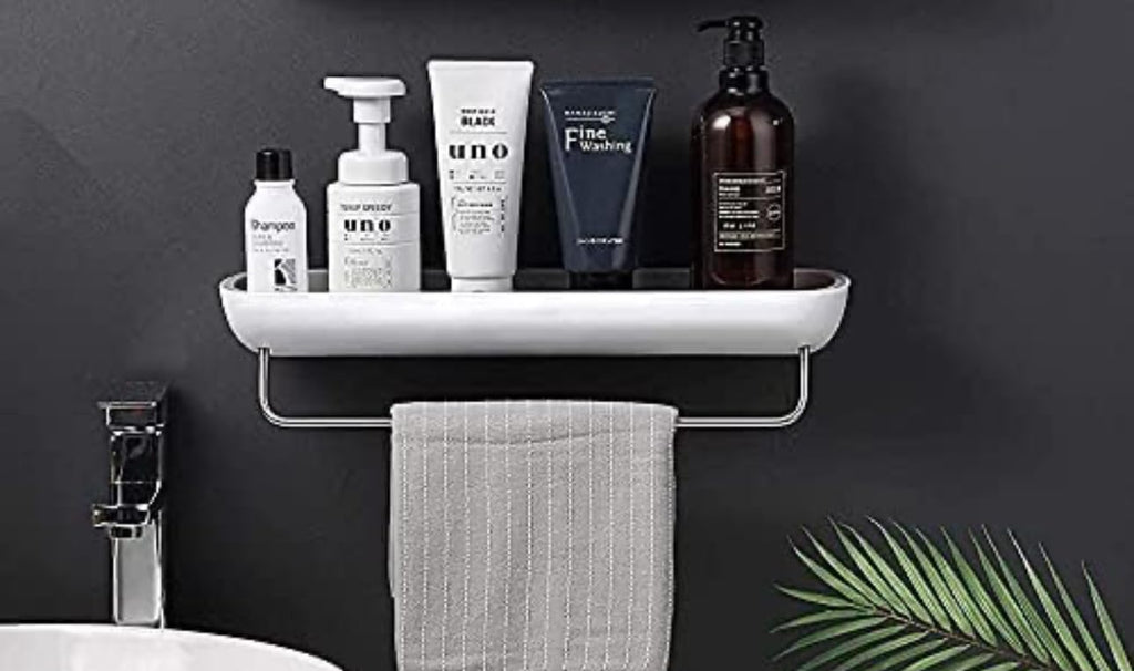 Downtown Wall Mounted Bathroom Shelf, Shower Caddy and Kitchen Rack with Towel Bar