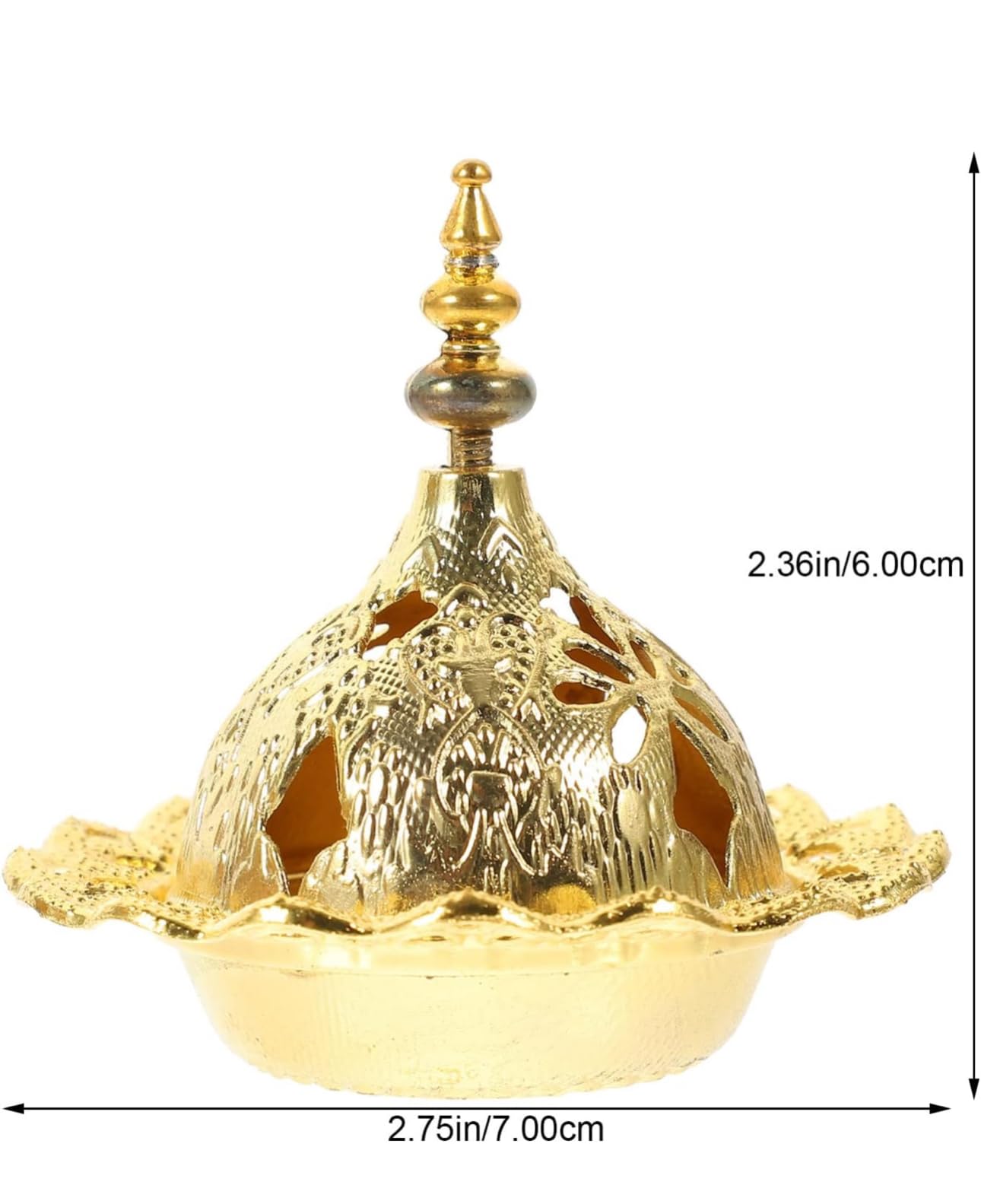 Downtown Vintage Oriental Incense Burner Bowl, Golden Bakhoor Charcoal Holder, Decorative Metal Incense Burner for Home Office Living Room and Ramadan Decor