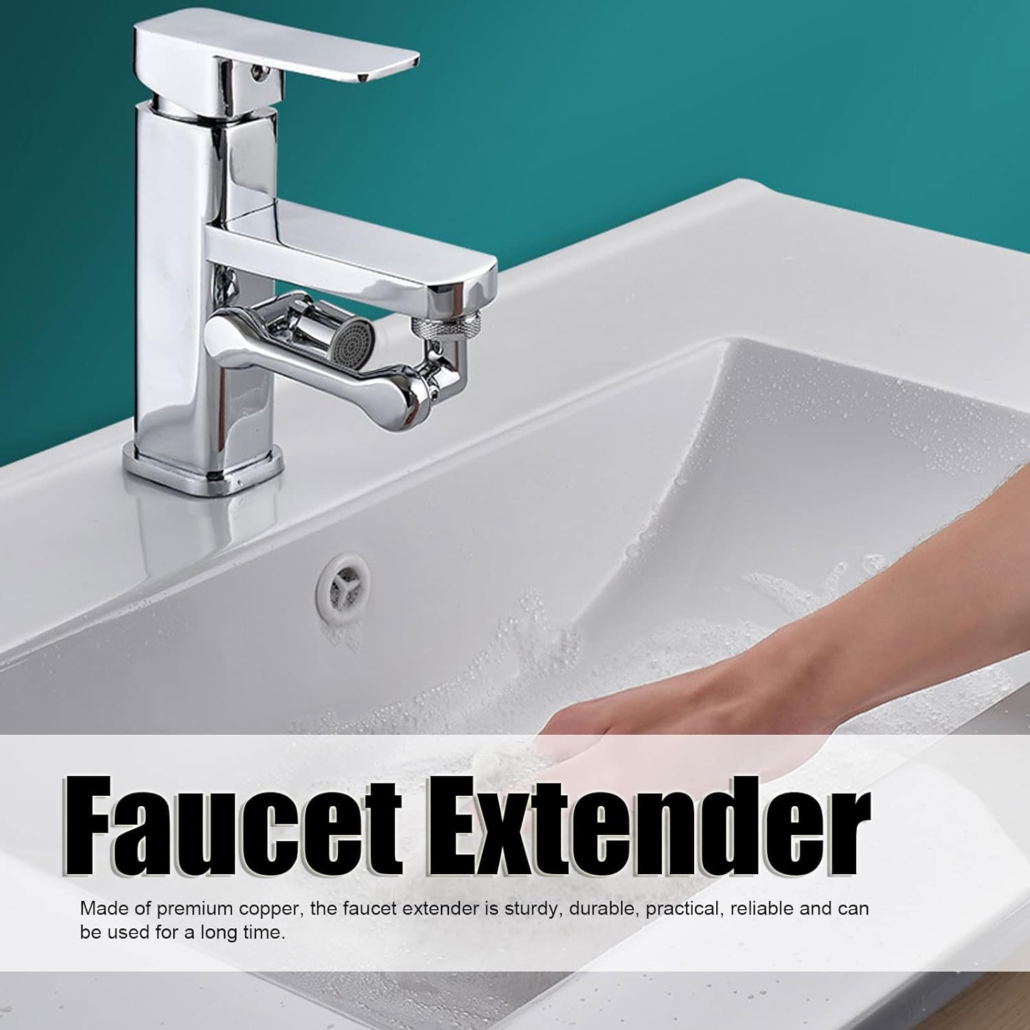 Downtown Sink Arm Faucet Extender, Easy Installation Tap Extension, Flexible Water Outlet Attachment for Kitchen Bathroom Sink Washing and Daily Cleaning Use