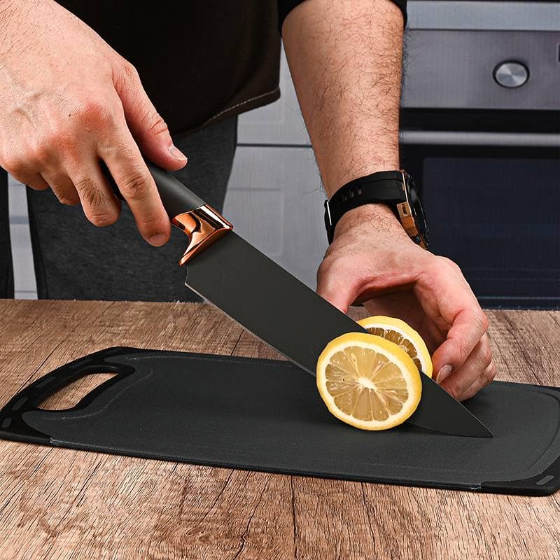 Downtown 19-Piece Kitchen Utensil Set with Knives, Scissors, Whisk, Tongs, Cutting Board and Holders, Black
