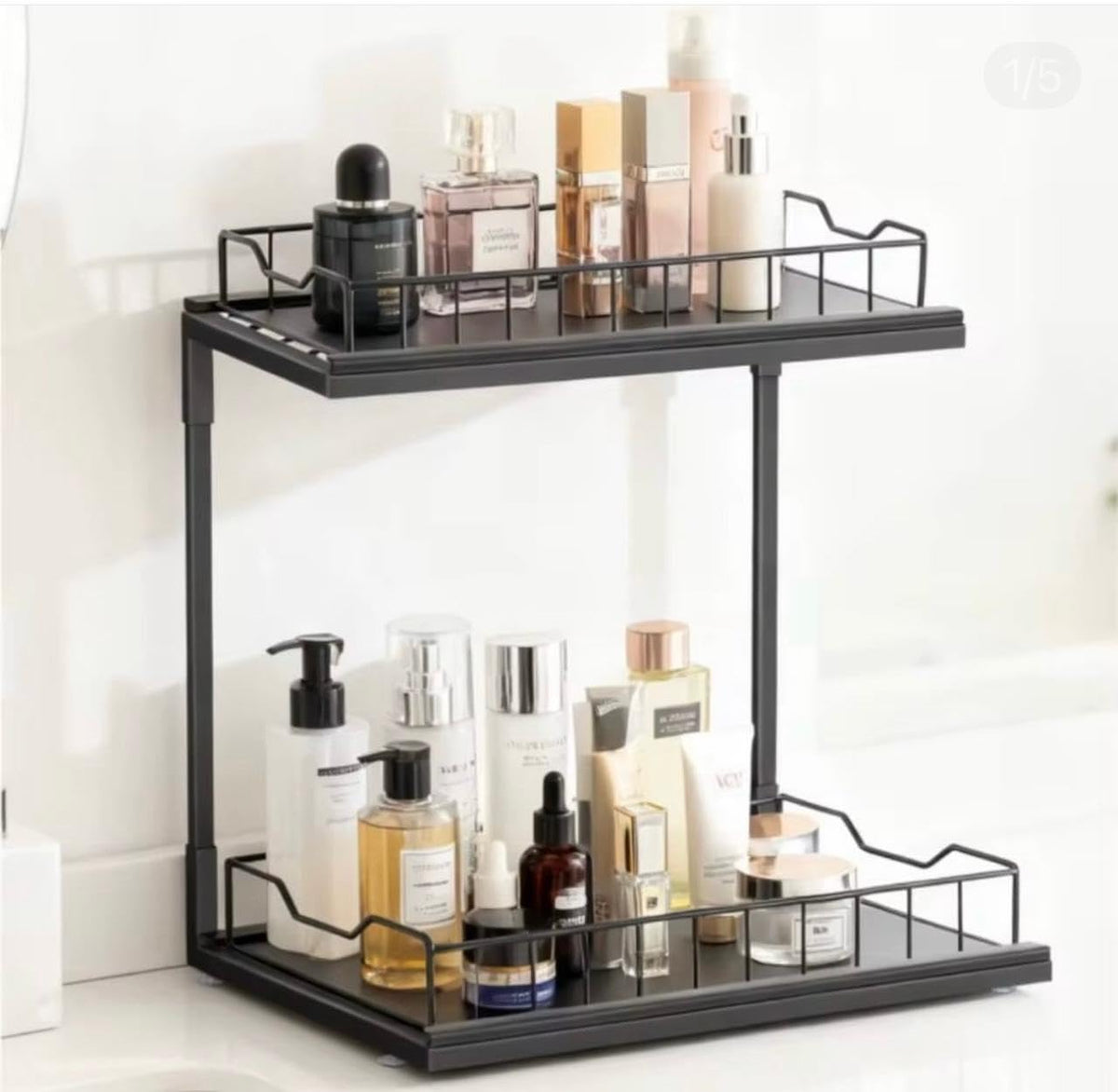 Downtown 2 Tier Under Sink Organizer Rack, Storage Shelf for Bathroom Kitchen Cabinet Cleaning Supplies Toiletries and Household Items