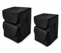 Downtown Car Seat Hanging Trash Bin Organizer Set of 2, Black Foldable Waterproof Storage Bags for Car Back Seat Organization
