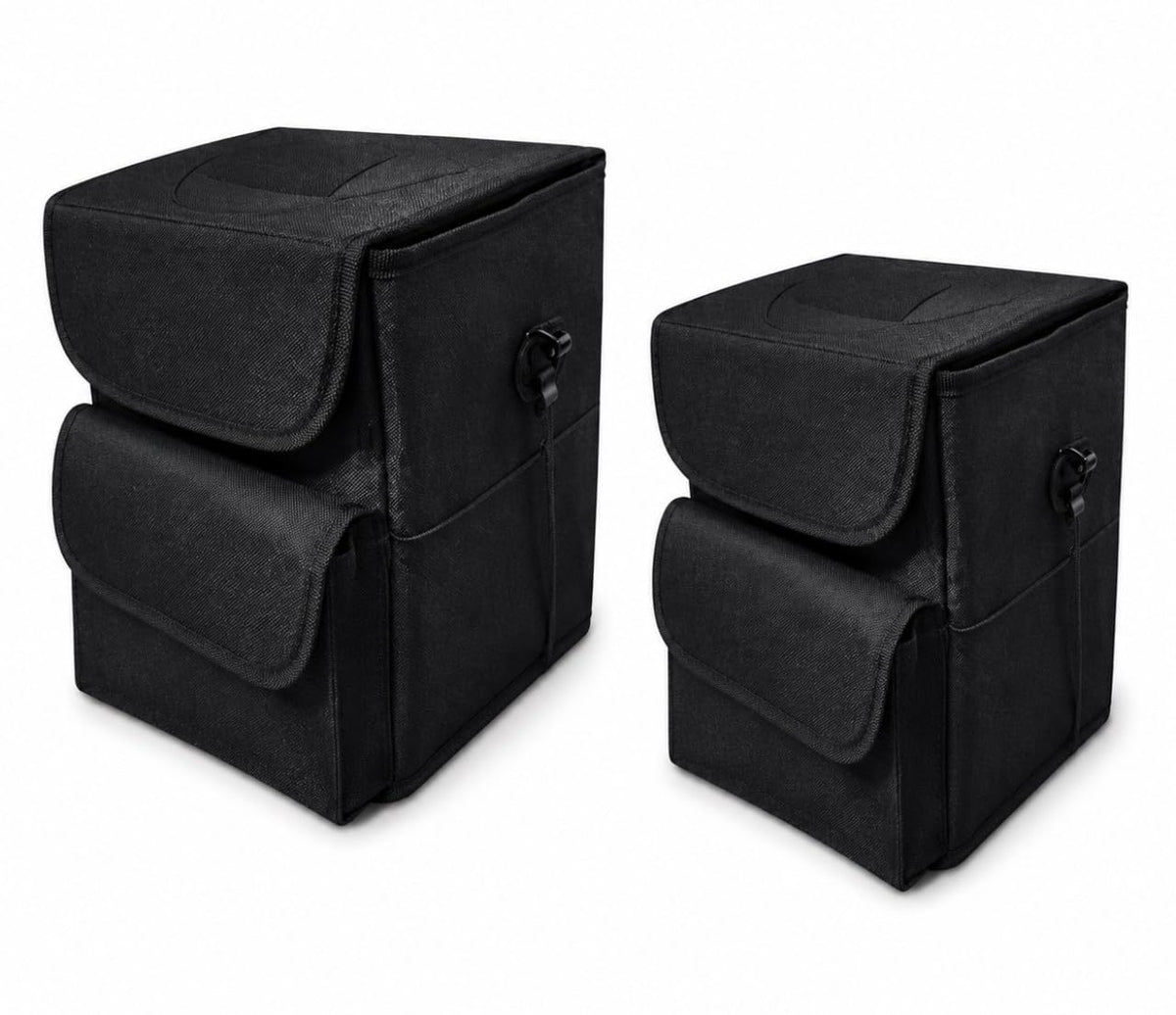 Downtown Car Seat Hanging Trash Bin Organizer Set of 2, Black Foldable Waterproof Storage Bags for Car Back Seat Organization