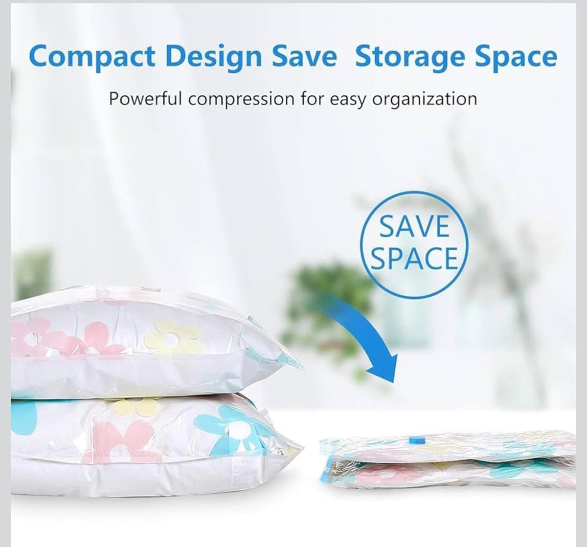 Downtown Vacuum Storage Bags Set Heavy Duty Space Saving Compression Bags for Clothes and Bedding with Manual Hand Pump Mixed Sizes
