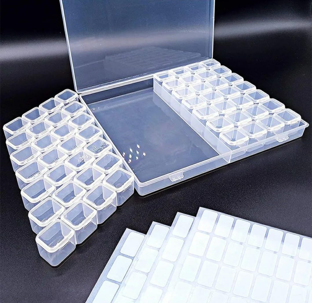Downtown Clear Plastic Storage Box with 64 Compartments, Multi-Grid Organizer for Jewelry, Beads, Small Parts, and Craft Supplies